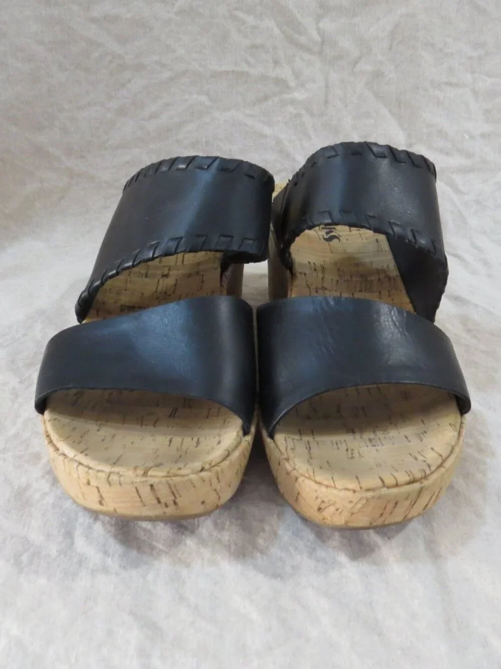 KORKS Kendri Sandals Black Leather SIZE 9 Whip Stitch Detail